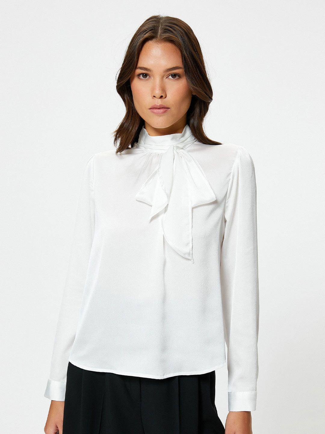 koton high neck cuffed sleeves top