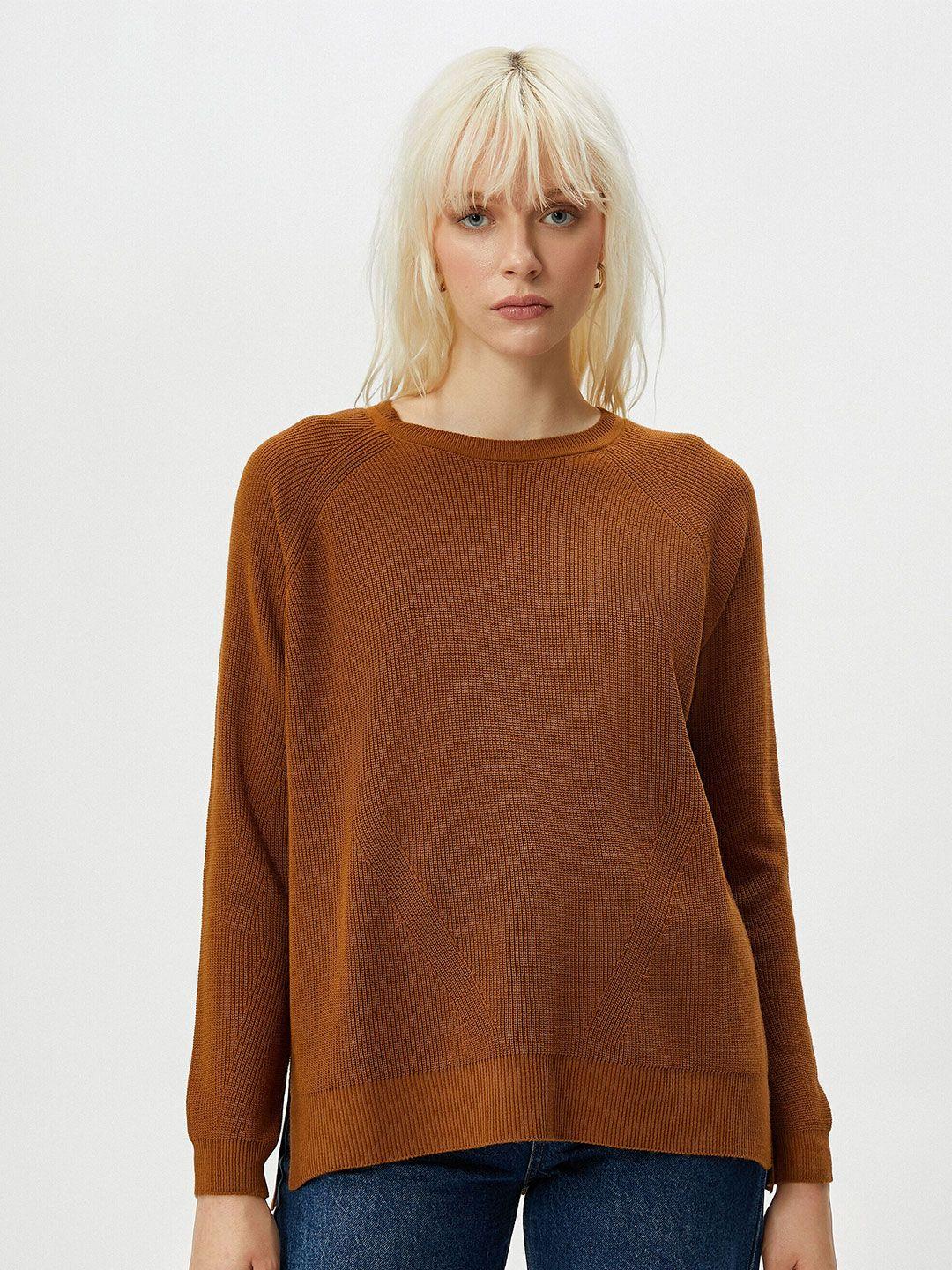 koton round neck ribbed pullover sweater
