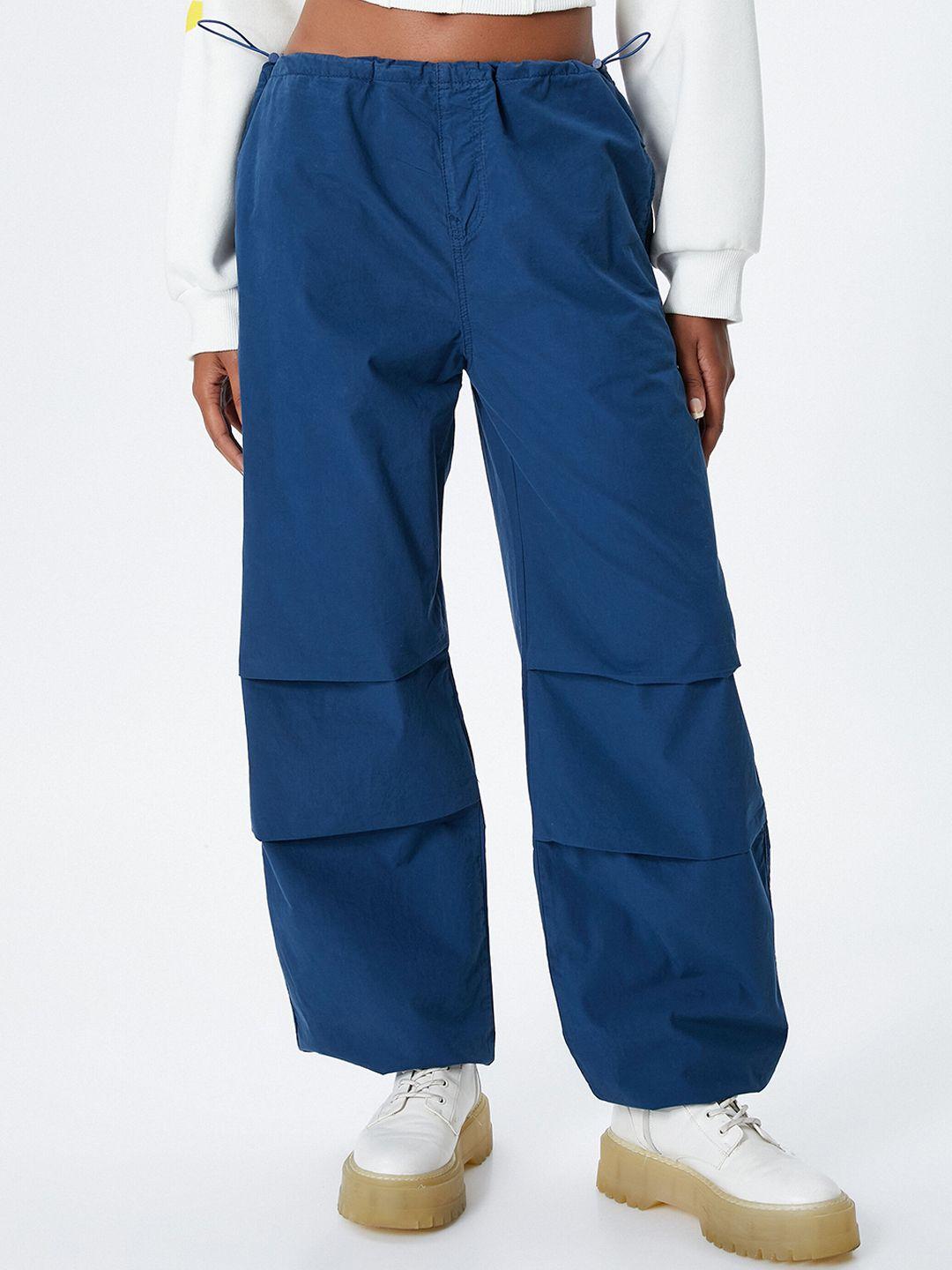 koton women mid-rise pure cotton parallel trousers