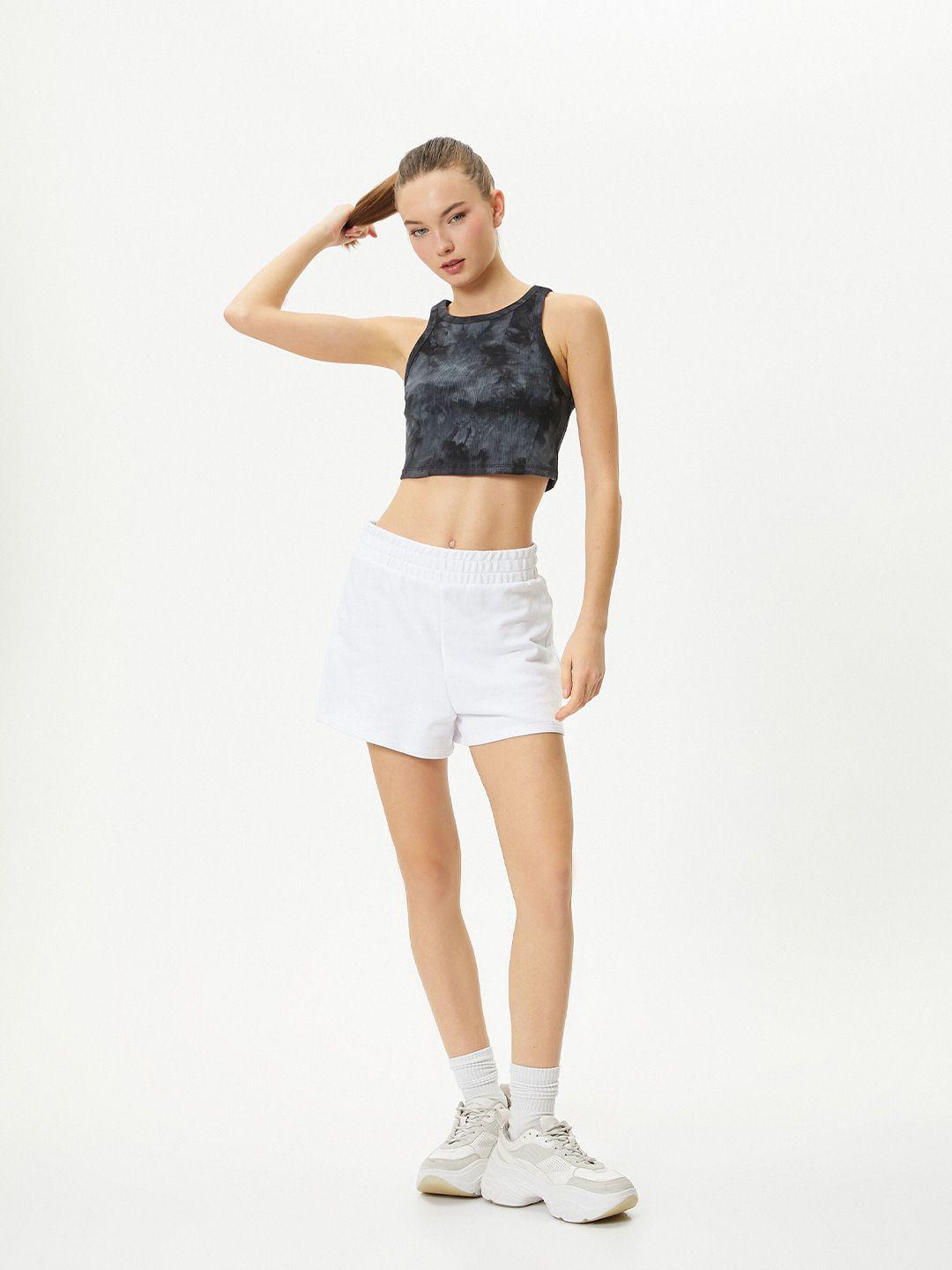 koton abstract printed sleeveless crop top