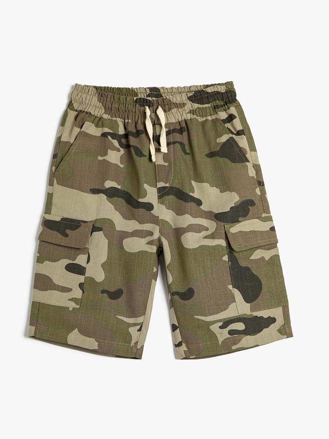 koton boys camouflage printed pure cotton shorts