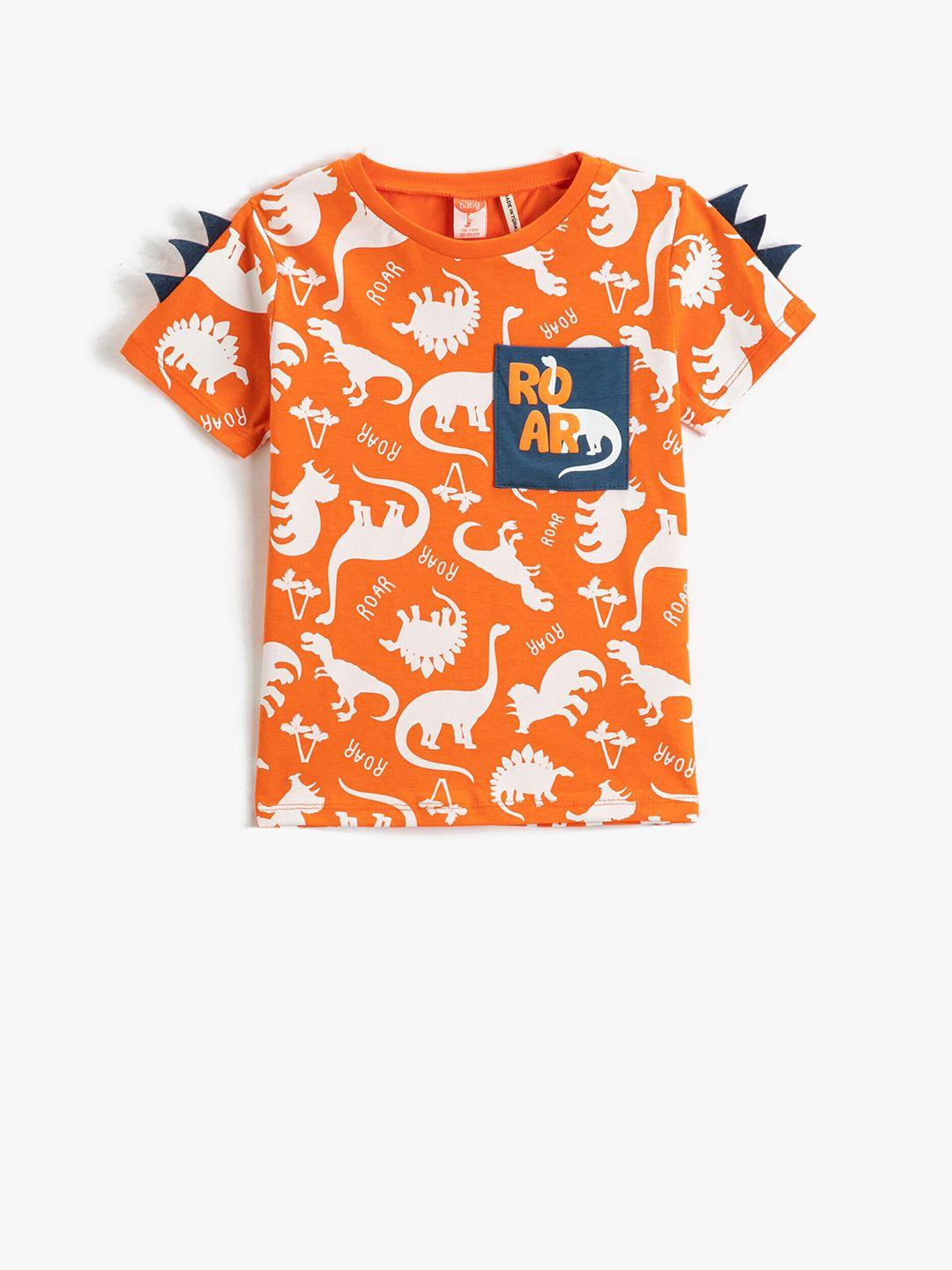 koton boys conversational printed pure cotton t-shirt