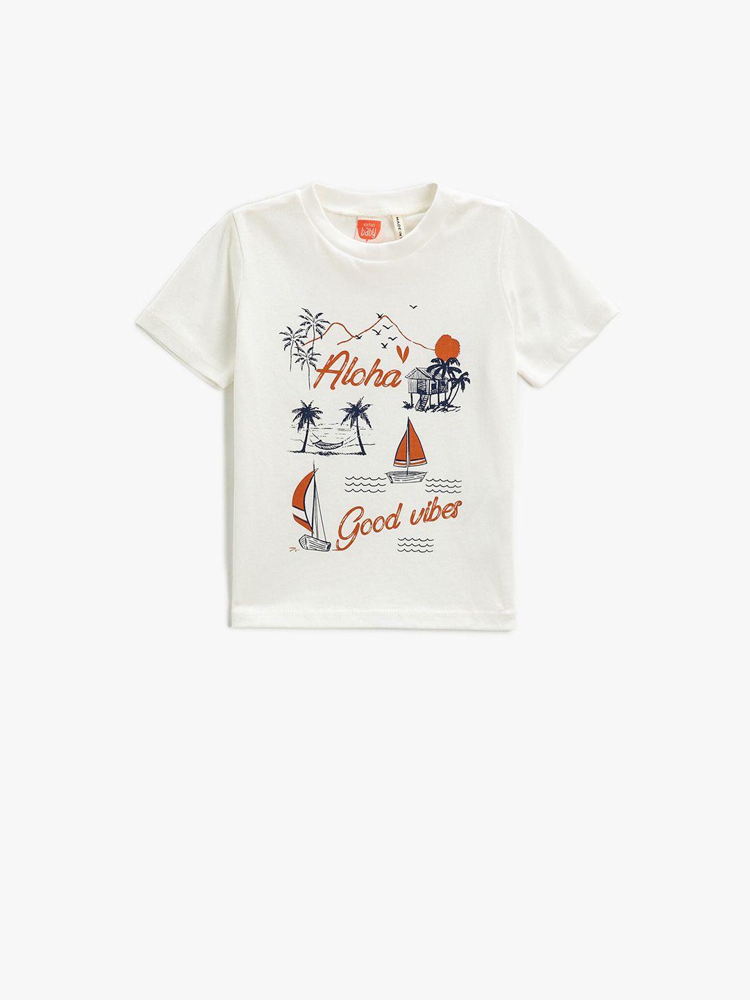 koton boys graphic printed pure cotton t-shirt