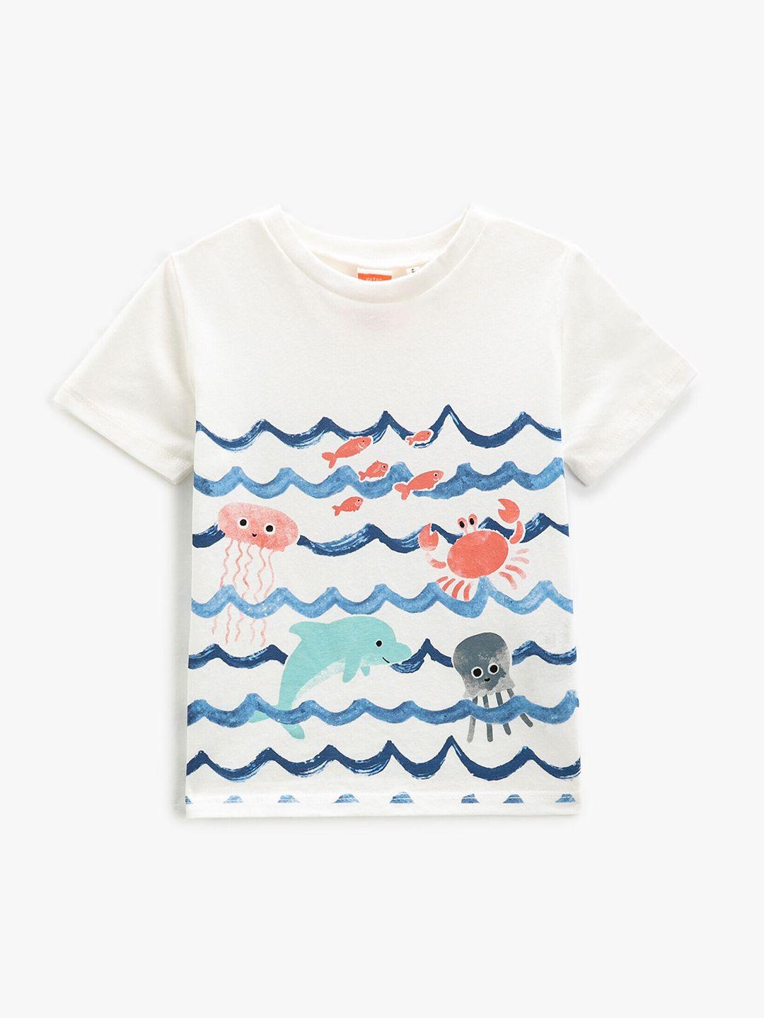 koton boys graphic printed pure cotton t-shirt