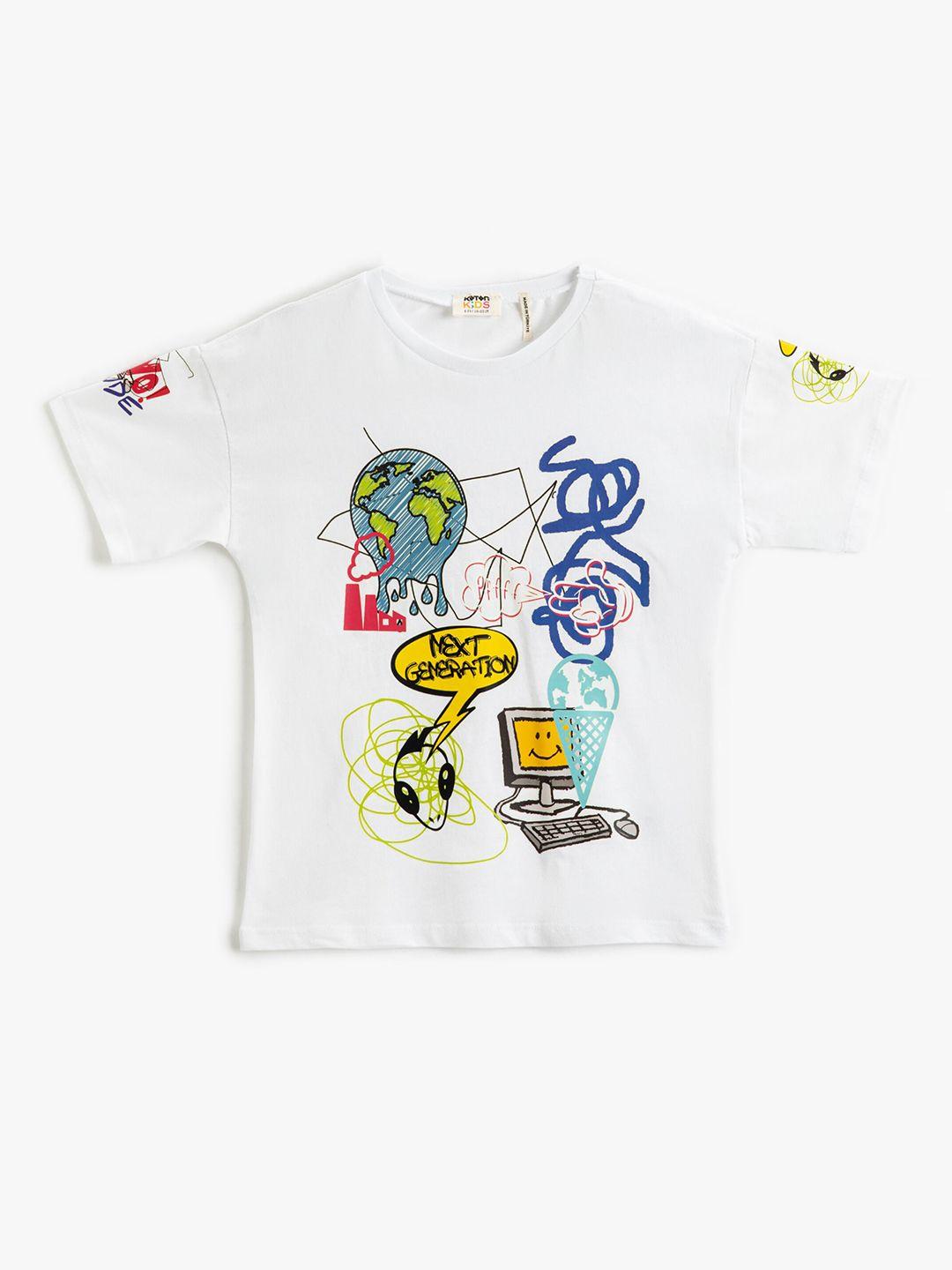 koton boys graphic printed round neck cotton regular t-shirt