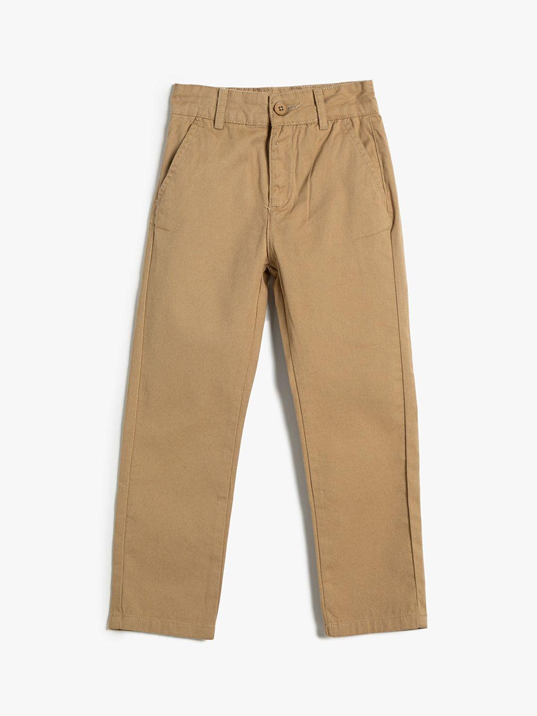 koton boys high-rise pure cotton chinos trousers