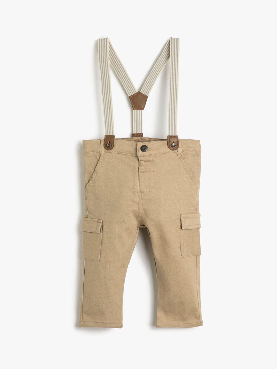 koton boys mid-rise cargos trousers with suspenders