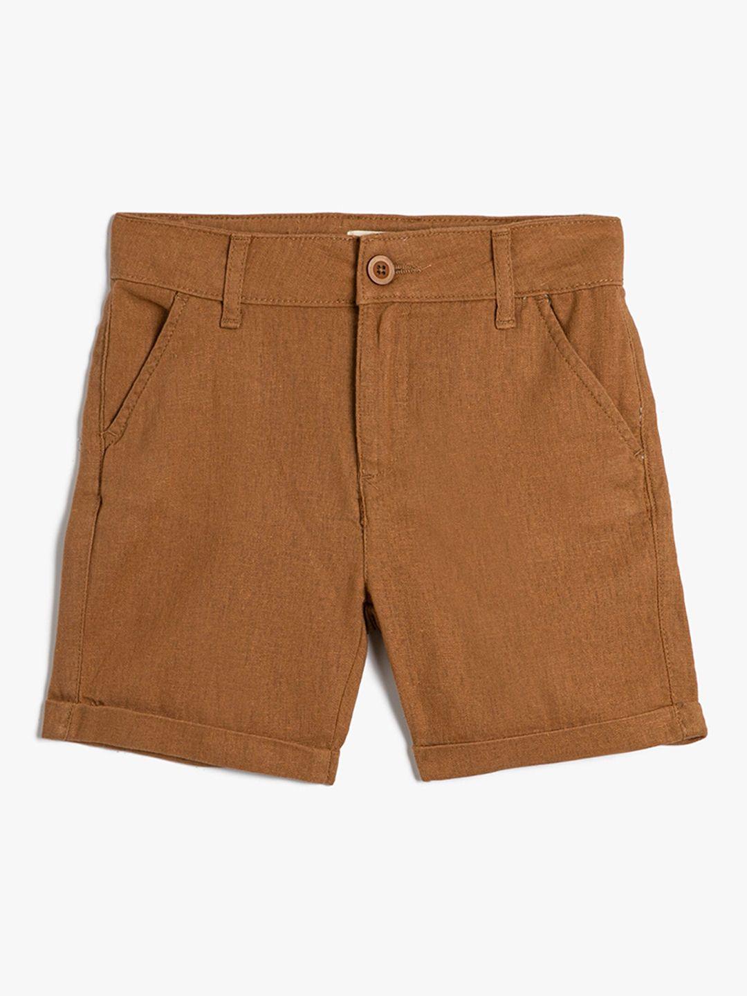 koton boys mid-rise linen cargo shorts