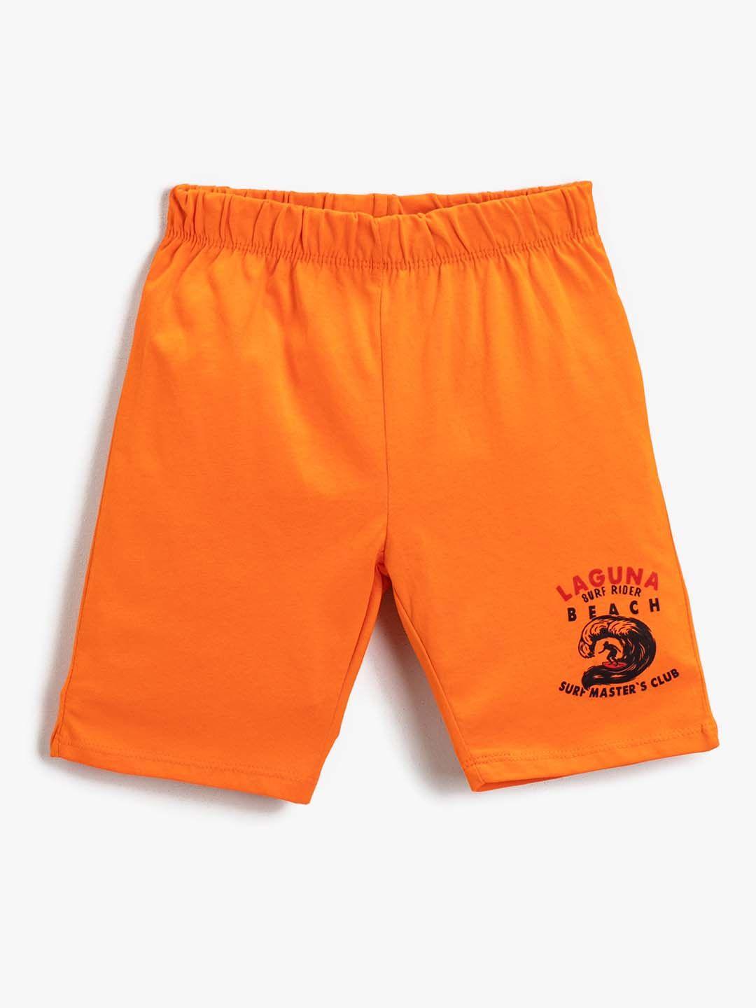 koton boys orange pure cotton printed detail shorts