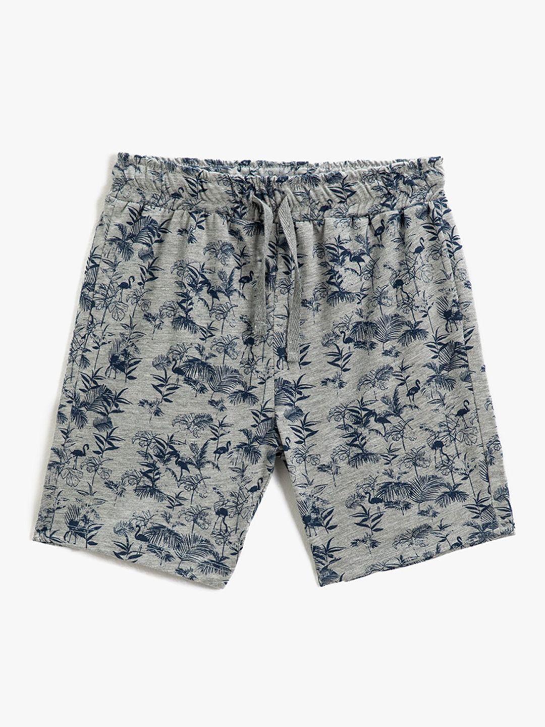 koton boys printed mid-rise pure cotton shorts