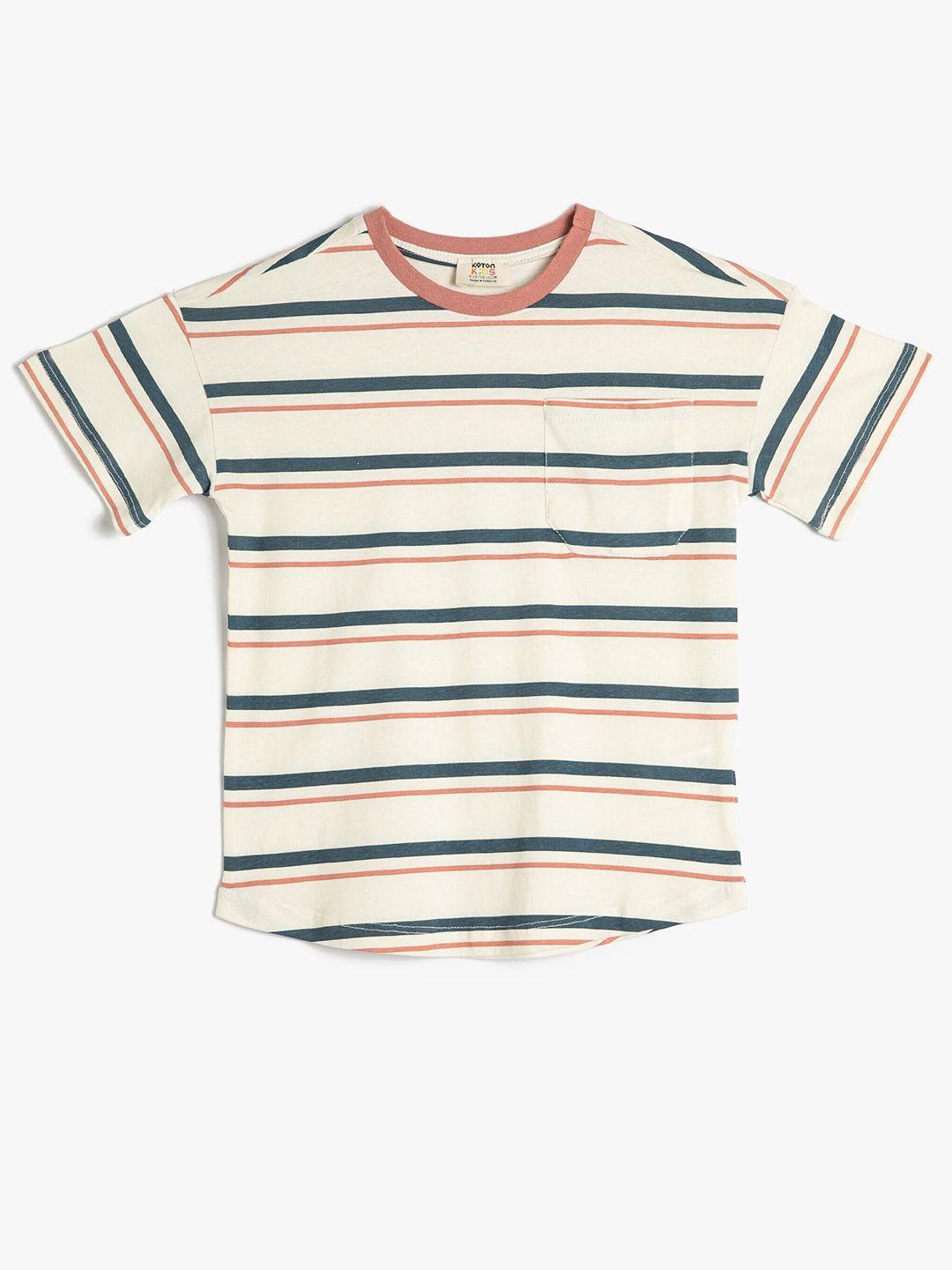 koton boys striped pure cotton t-shirt