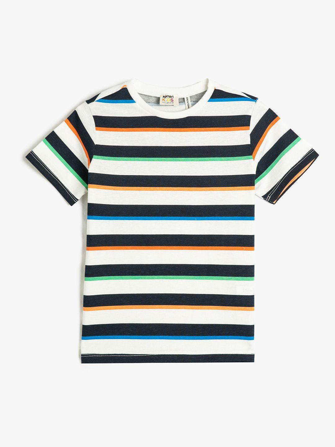 koton boys striped pure cotton t-shirt