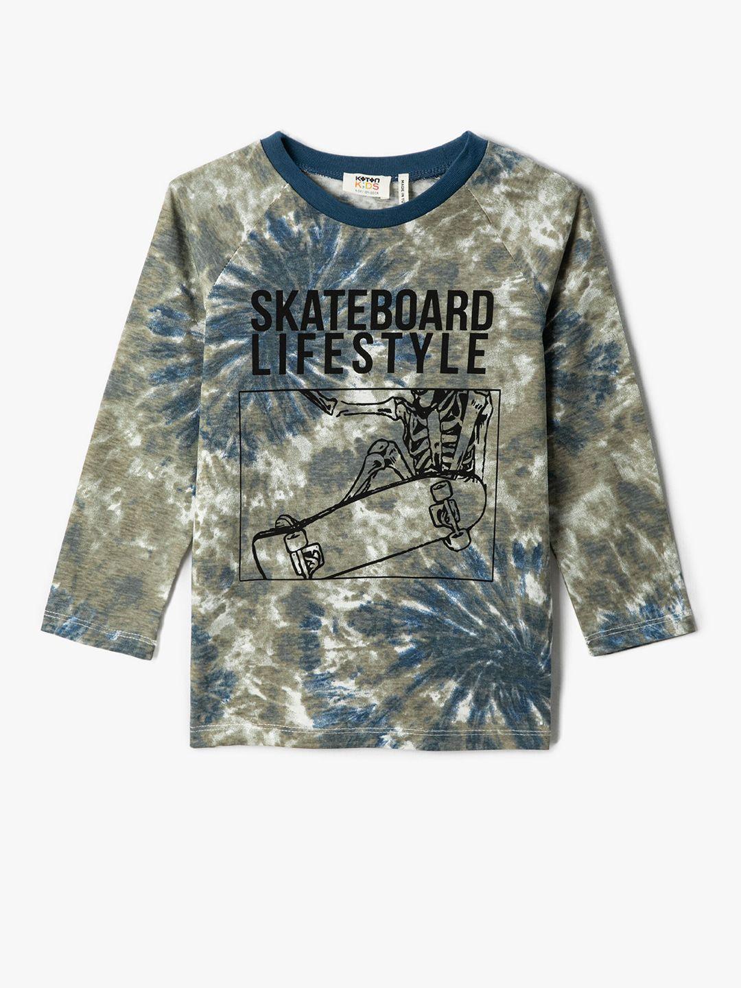 koton boys tie & dye dyed long sleeves pure cotton t-shirt