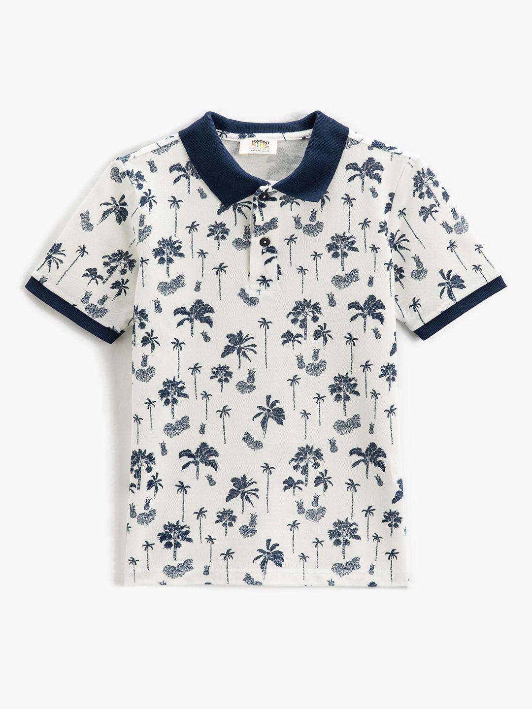 koton boys tropical printed polo collar cotton regular t-shirt