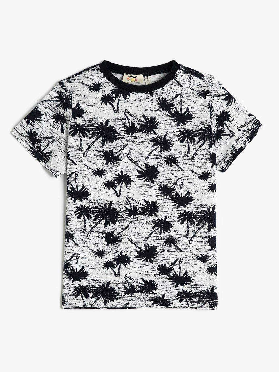 koton boys tropical printed pure cotton t-shirt