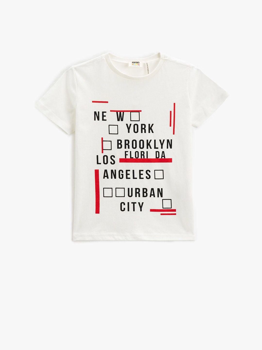 koton boys typography printed cotton t-shirt