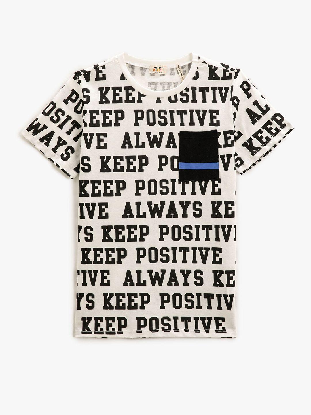 koton boys typography printed pure cotton t-shirt