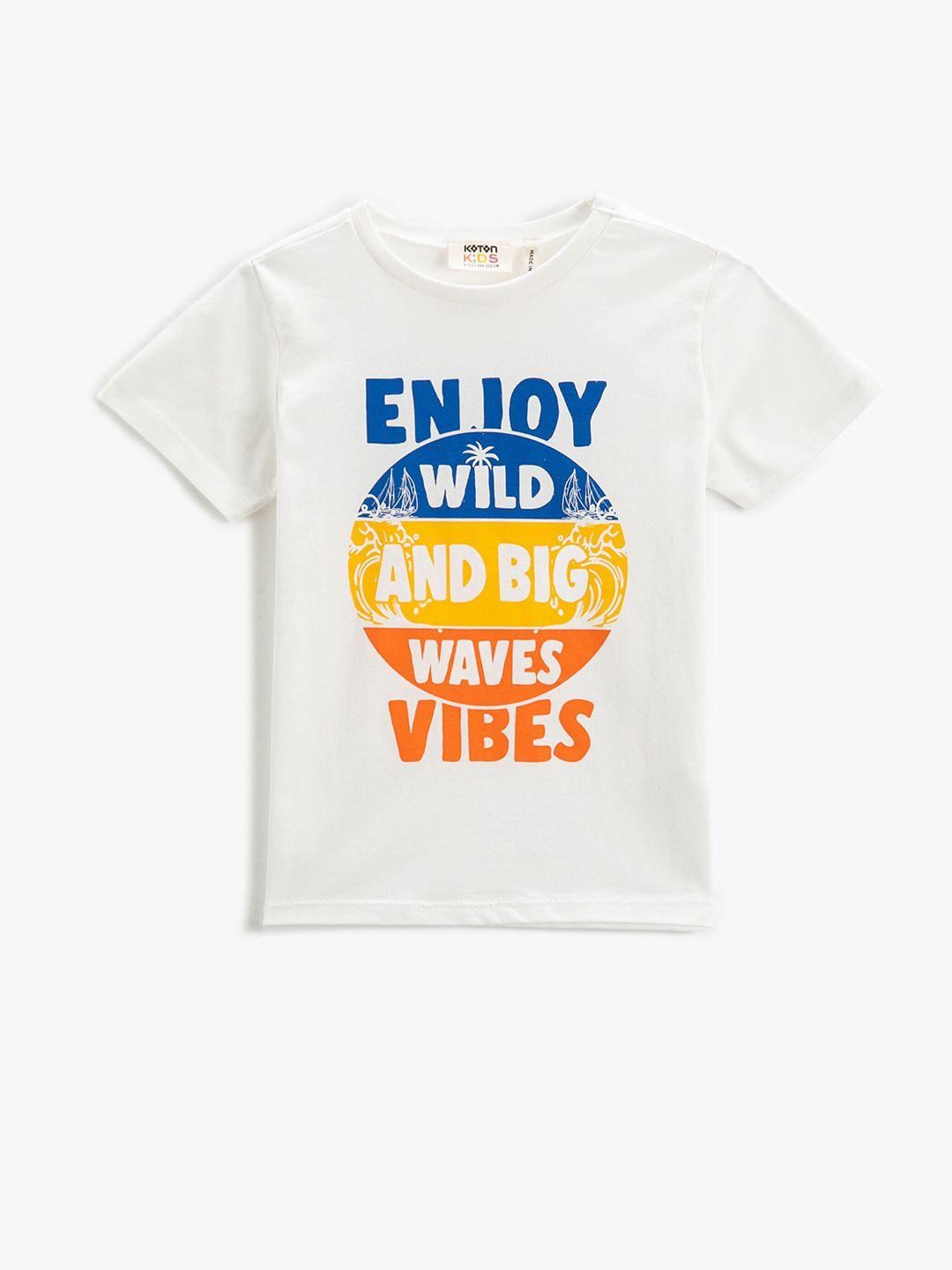 koton boys typography printed pure cotton t-shirt