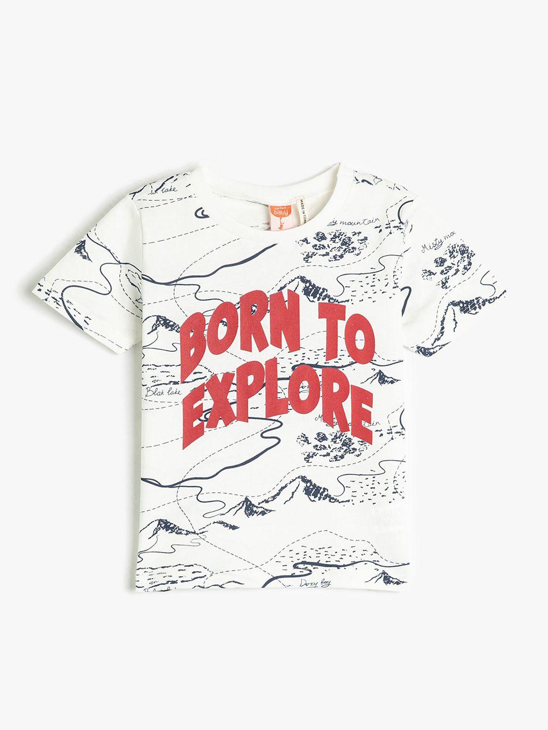 koton boys typography printed pure cotton t-shirt