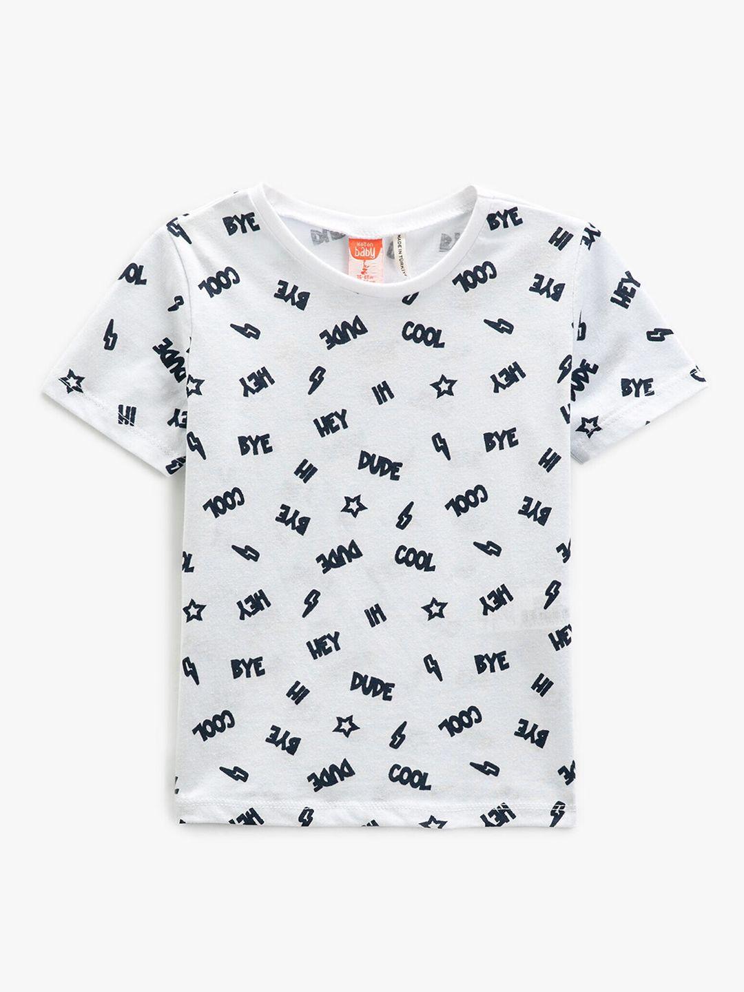 koton boys typography printed pure cotton t-shirt