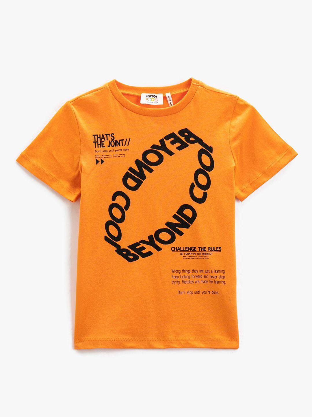 koton boys typography printed round neck pure cotton regular t-shirt