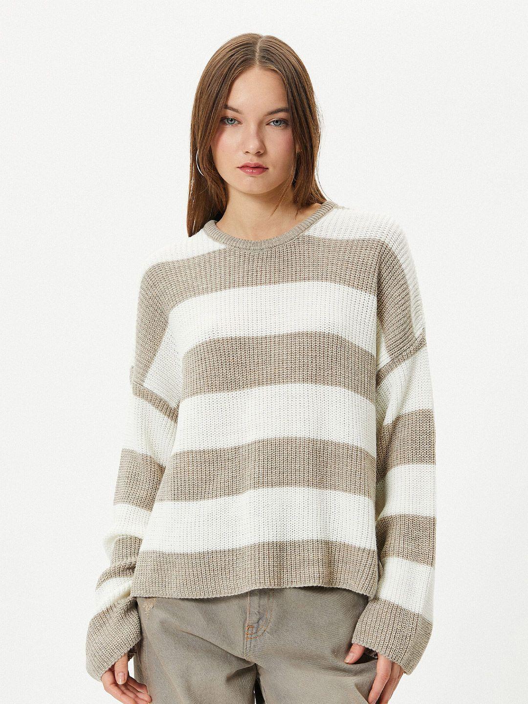 koton colourblocked pure acrylic pullover sweater