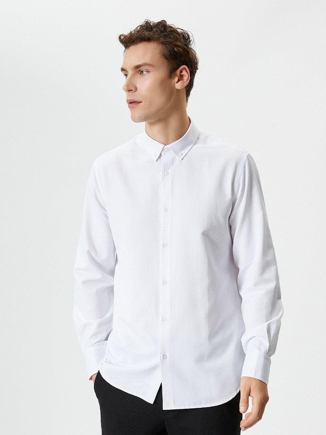 koton conversational printed cotton button-down collar long sleeves opaque casual shirt