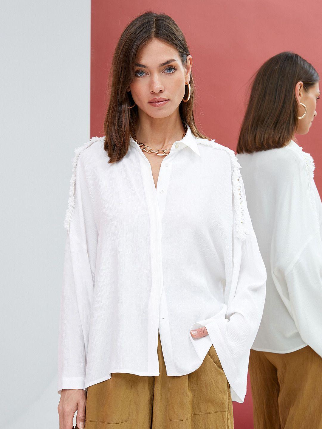 koton flared sleeves classic casual shirt