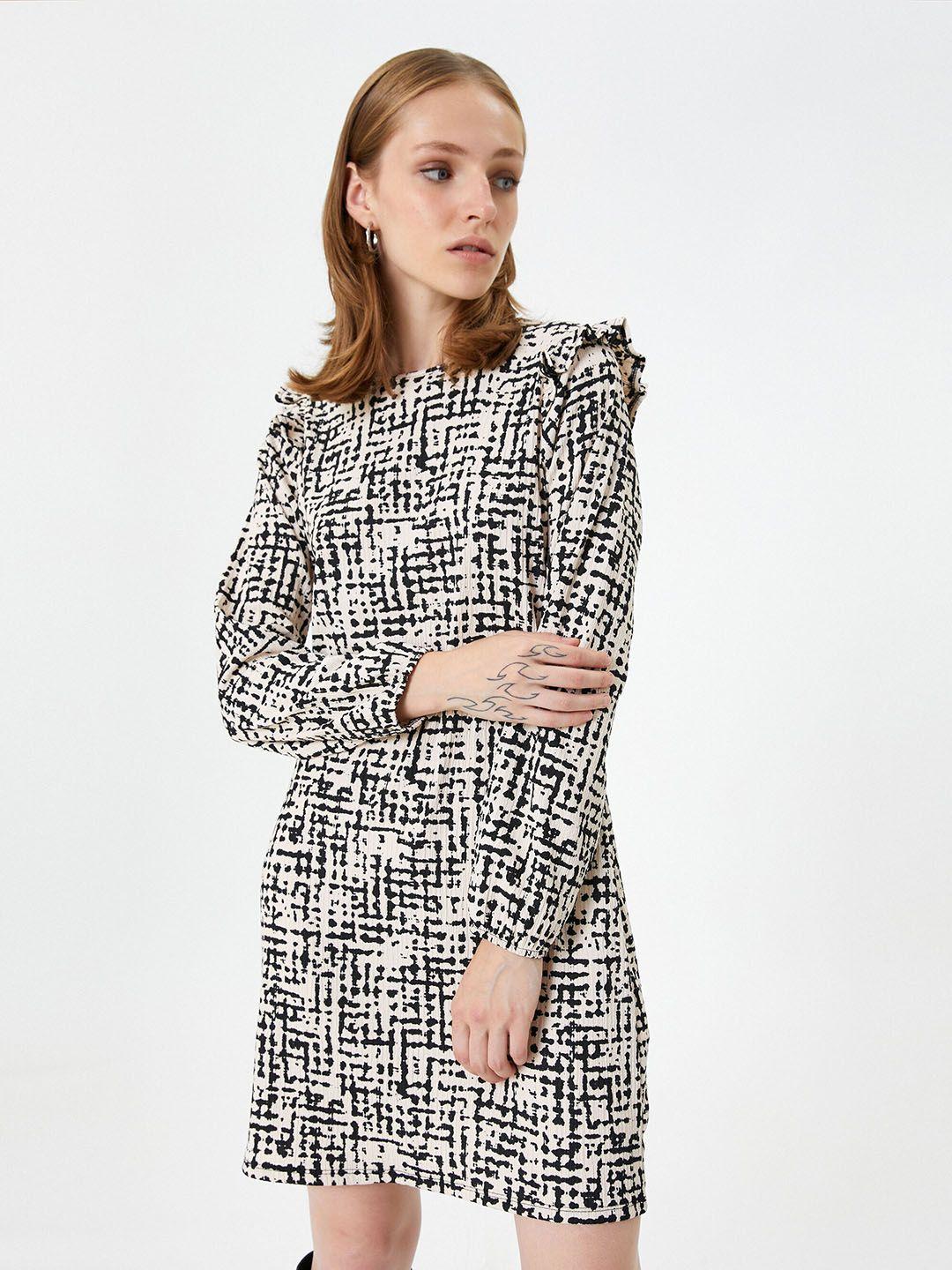 koton geometric printed a-line dress