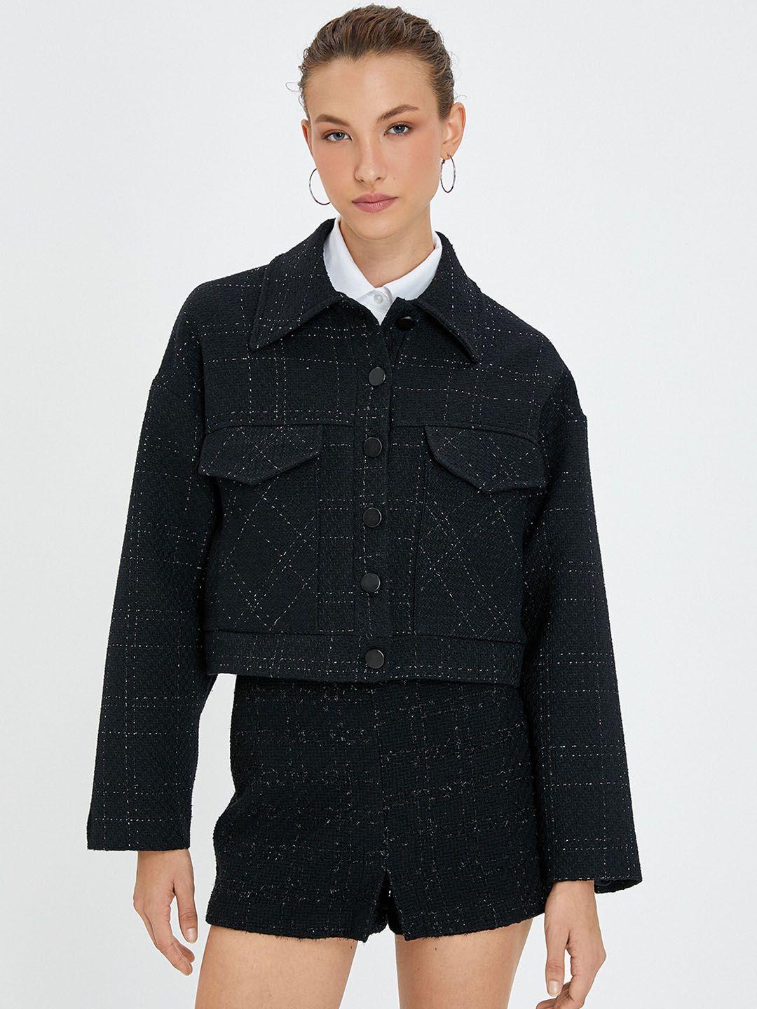 koton geometric printed denim jacket