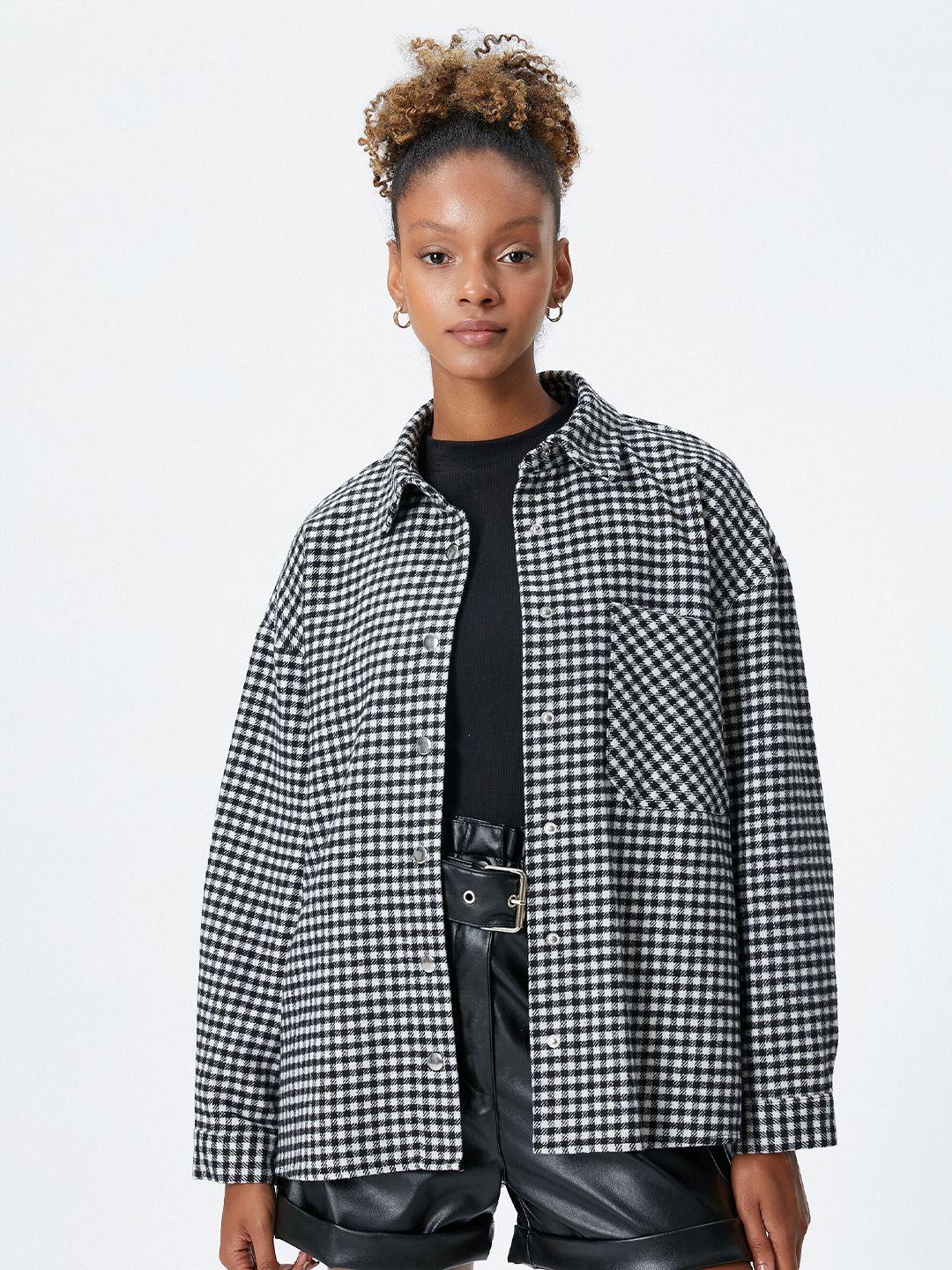 koton gingham checked oversized casual shirt