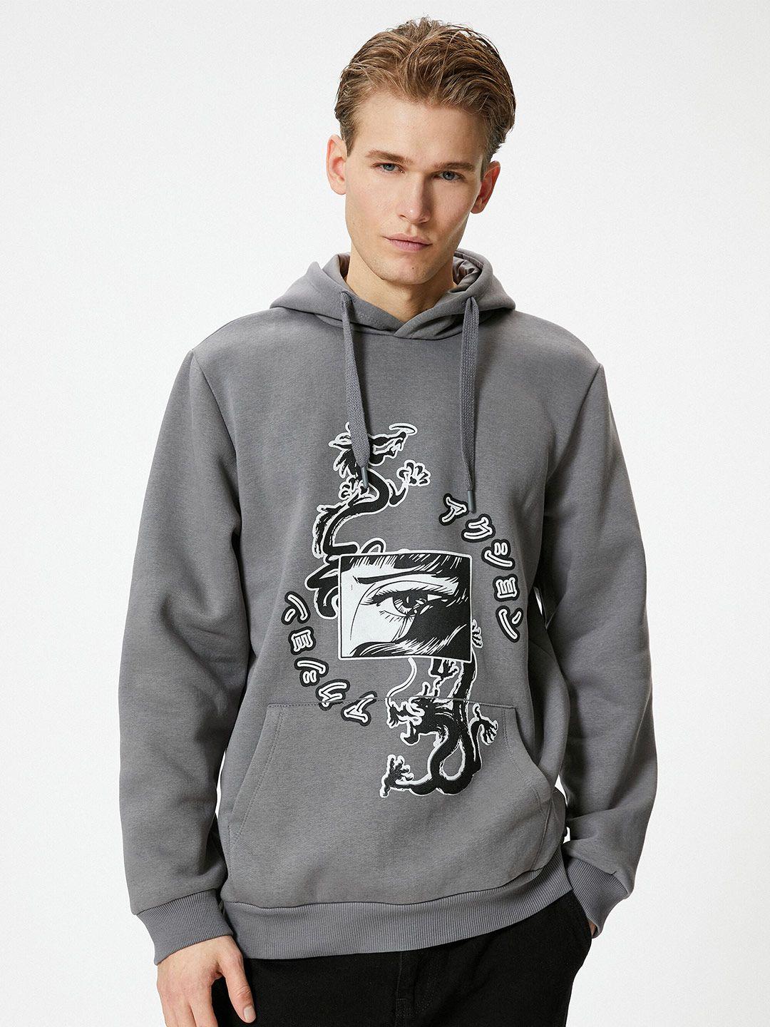 koton graphinc printed hooded sweatshirt