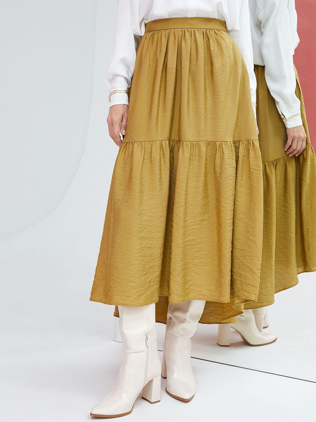 koton high-low hemline tiered midi skirt