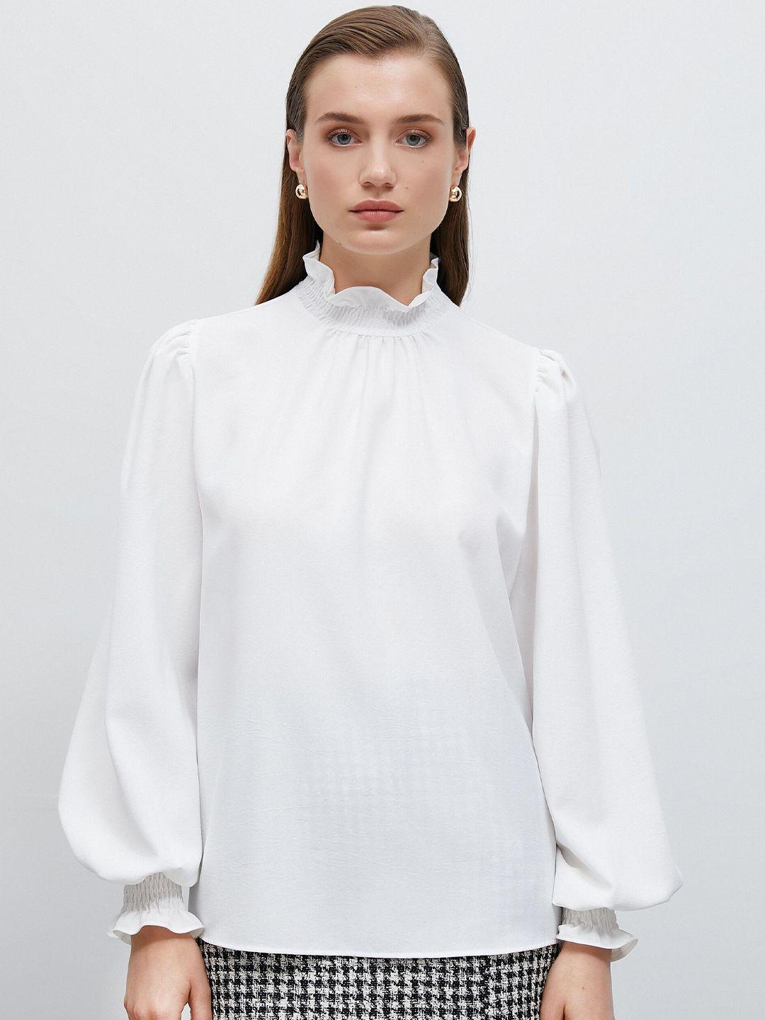 koton high neck puff sleeves top