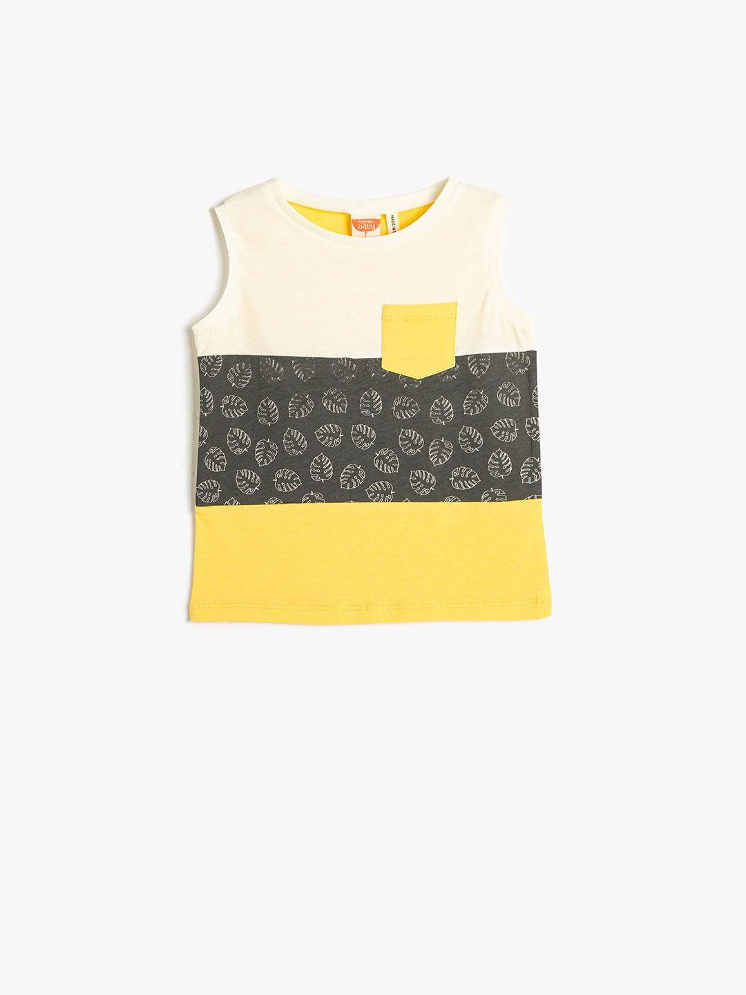 koton infant boys colourblocked pure cotton t-shirt