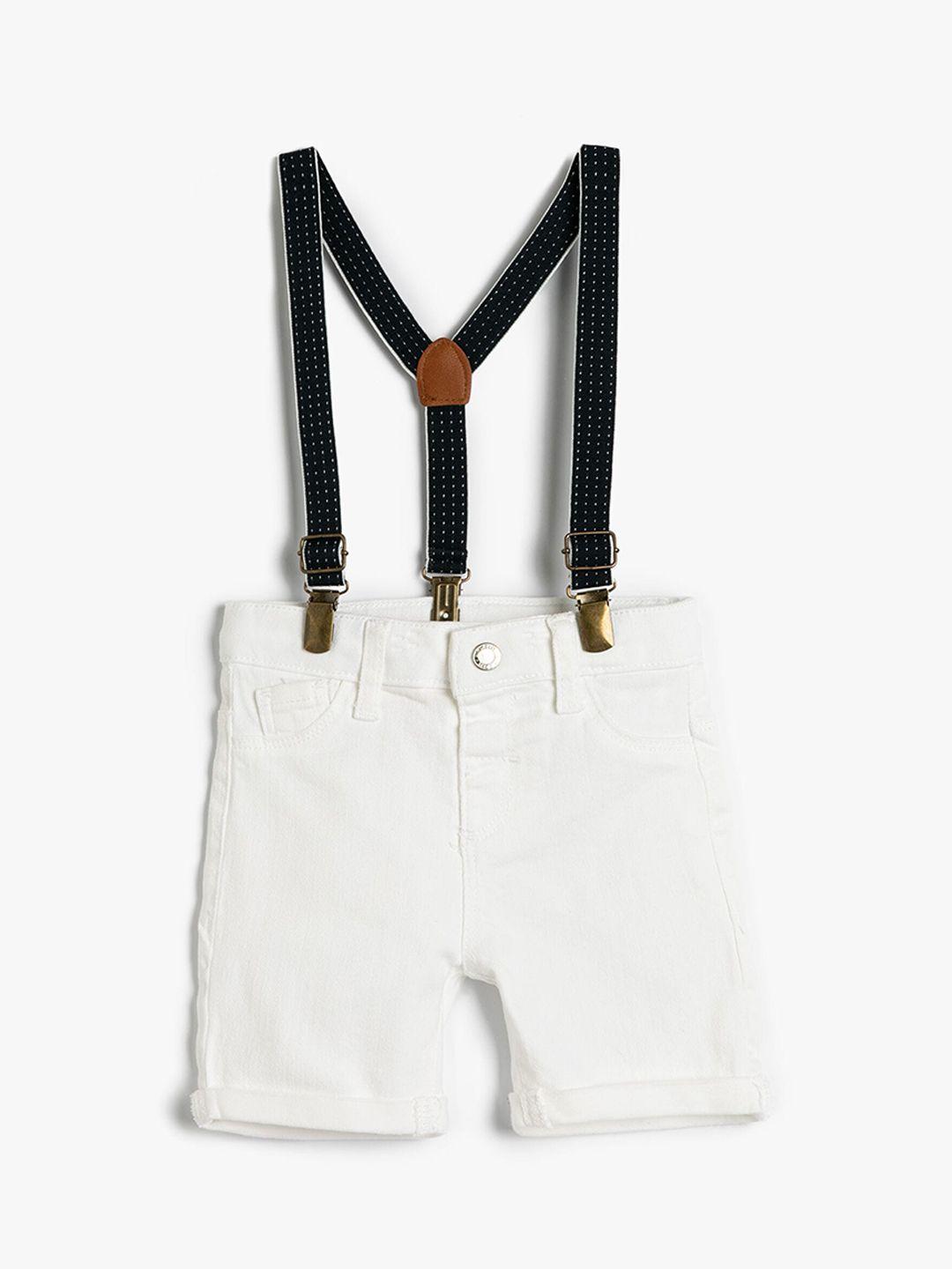 koton infant boys mid-rise denim shorts with suspenders