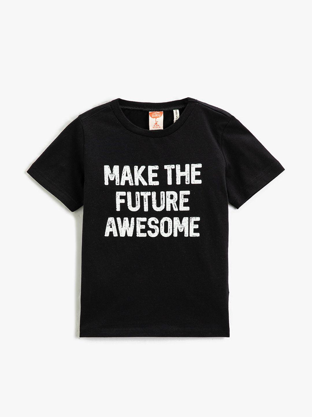 koton infant boys typography printed pure cotton t-shirt