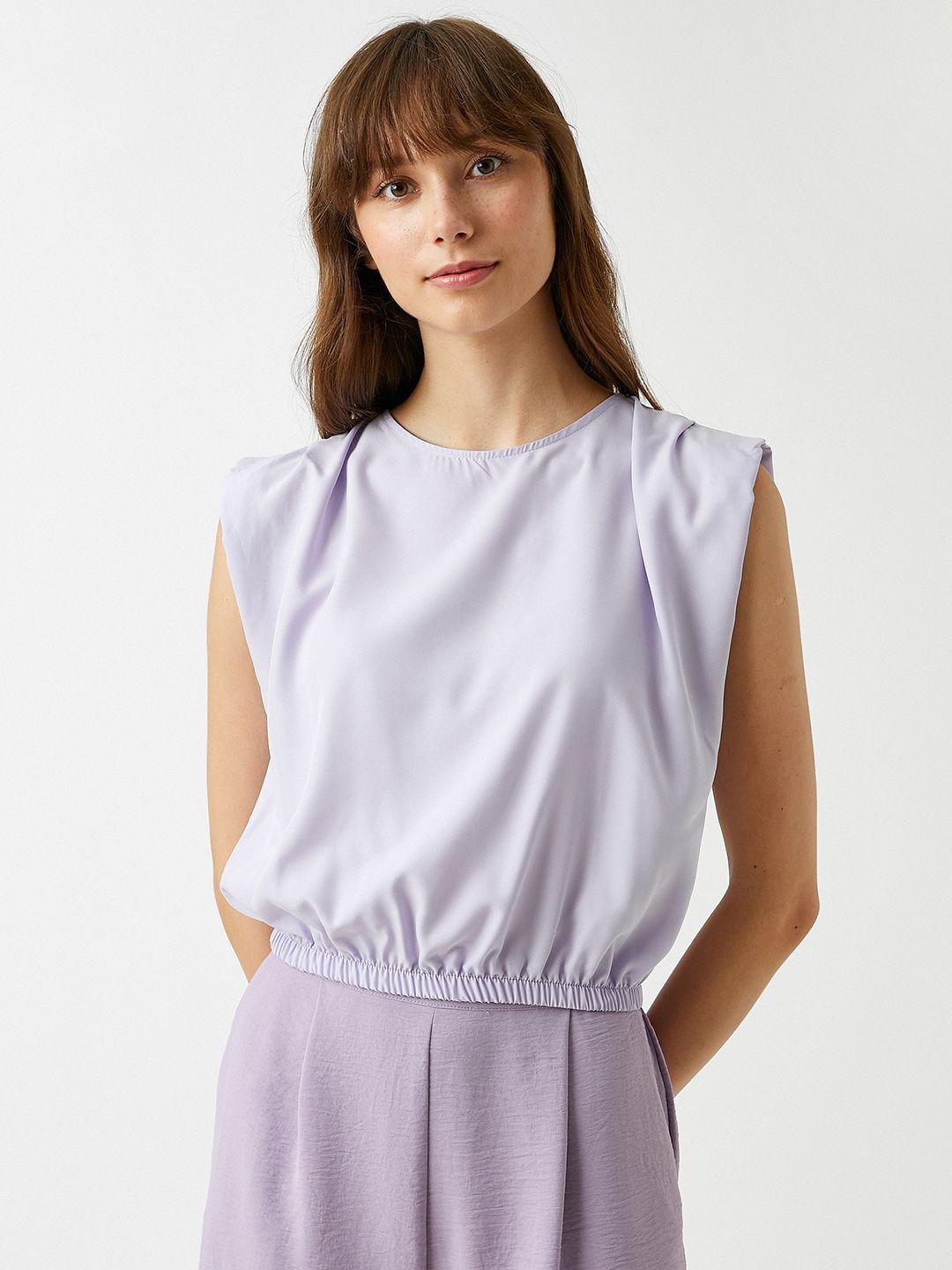 koton lavender solid shoulder pad top