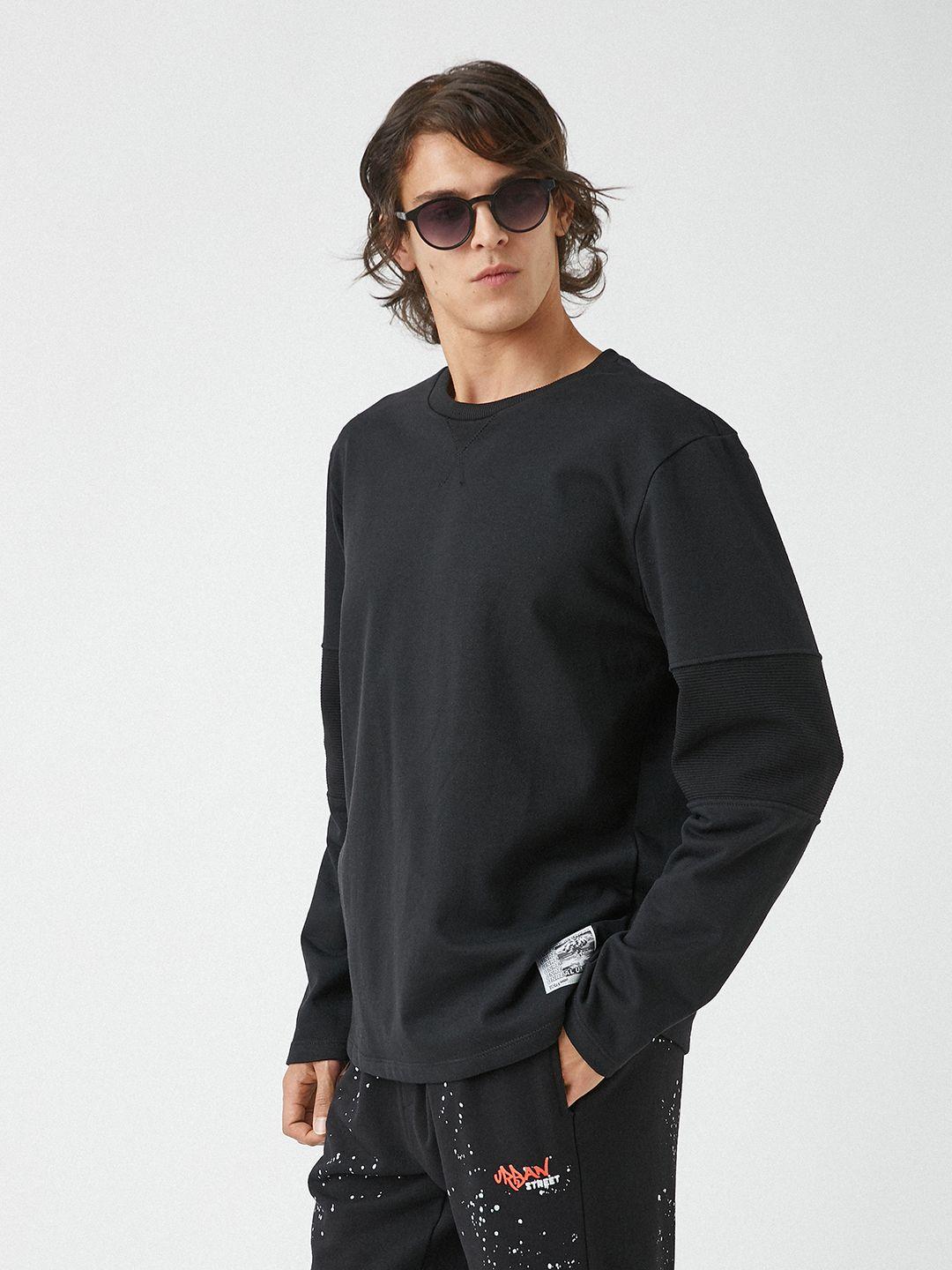 koton men black solid sweatshirt