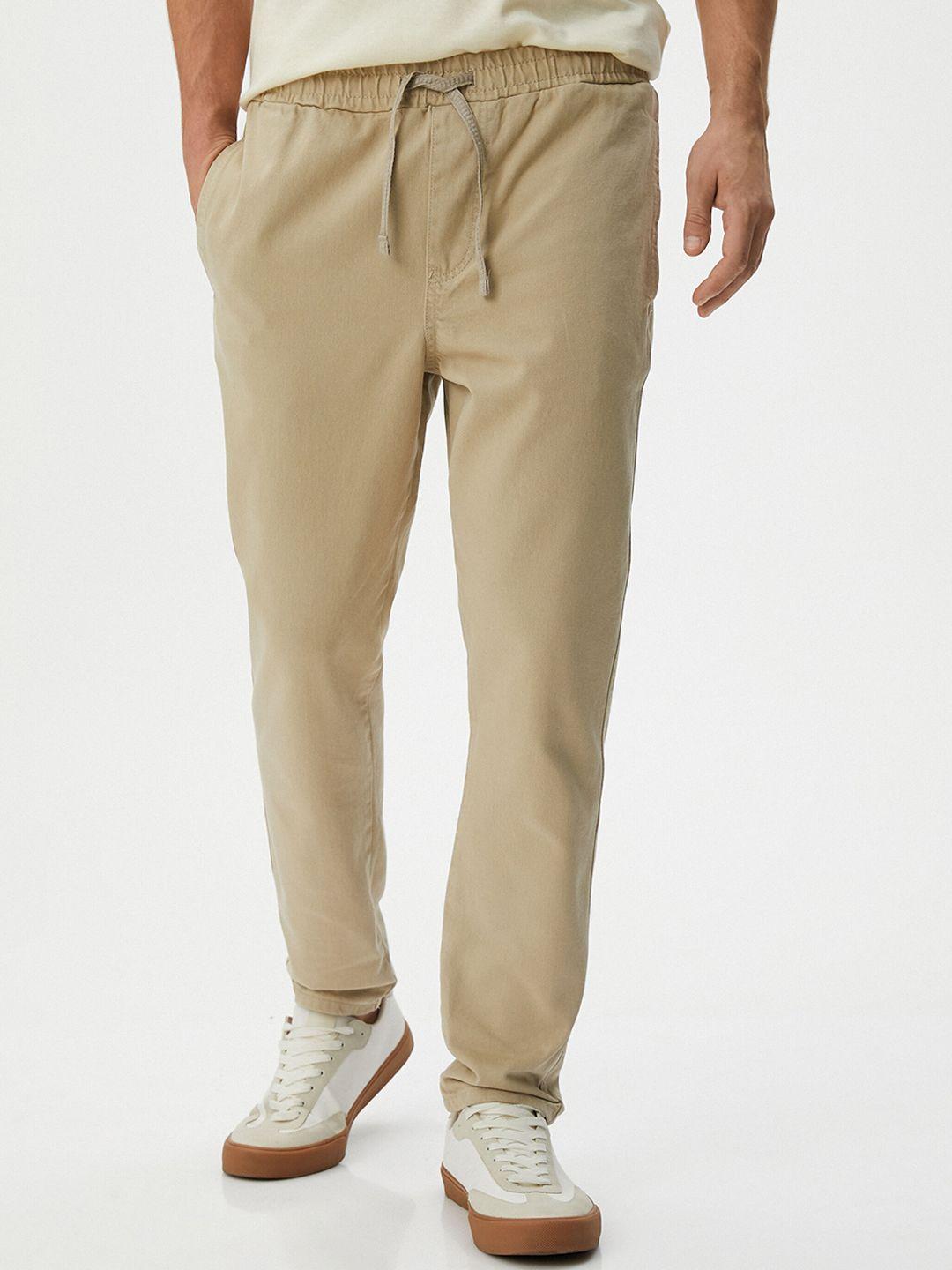koton men mid rise pure cotton chinos trousers