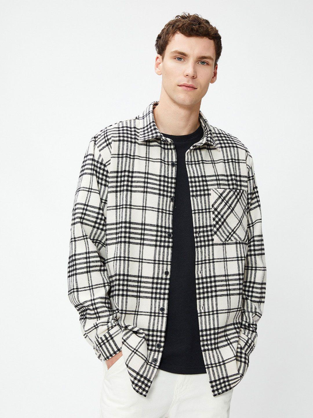 koton men tartan checks opaque checked casual shirt