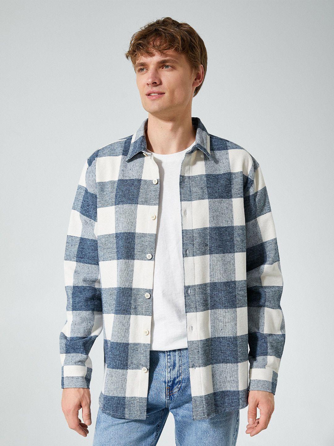 koton men tartan checks opaque checked casual shirt