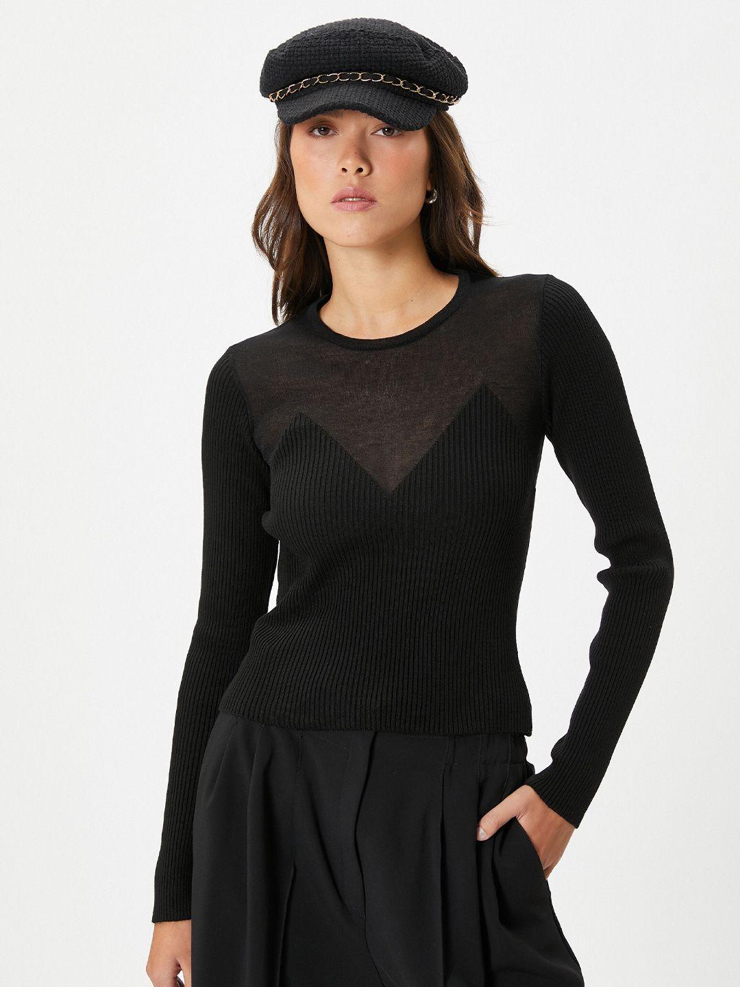 koton ribbed round neck pullover