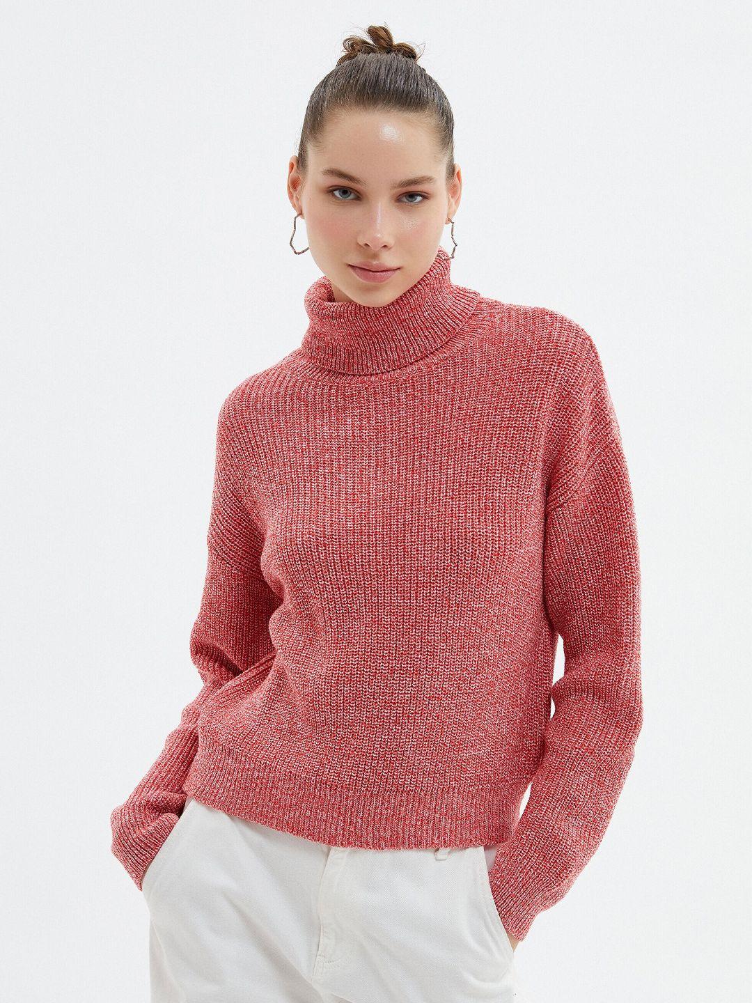 koton ribbed turtle neck long sleeves acrylic pullover sweater