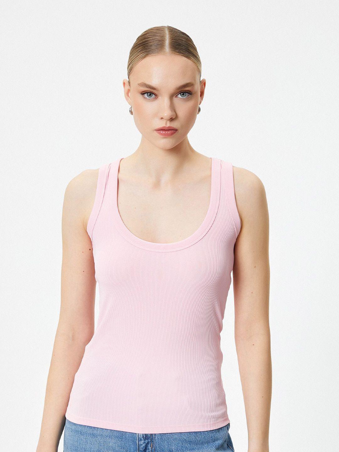 koton scoop neck sleeveless casual tank top