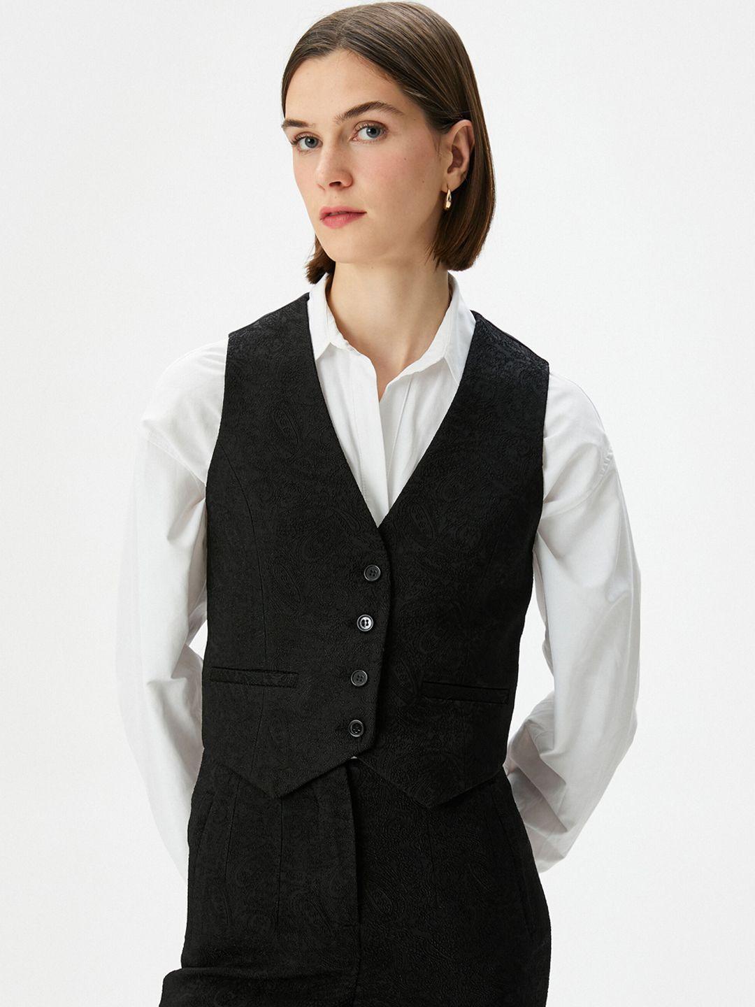 koton self-designed v-neck waistcoat