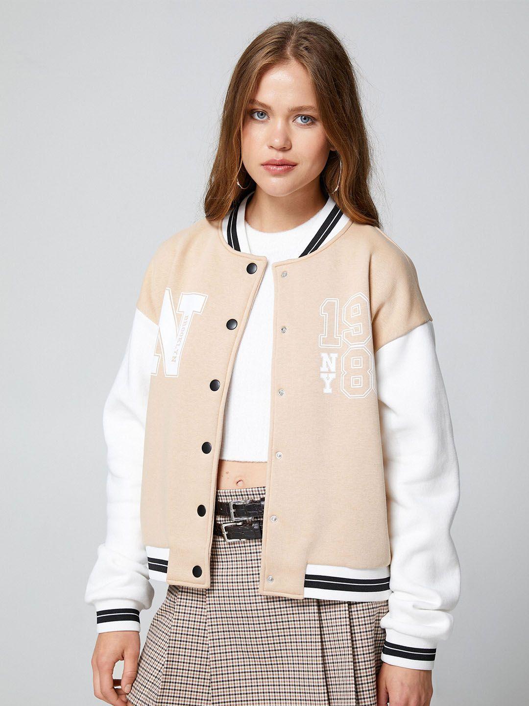 koton stand collar varsity jacket