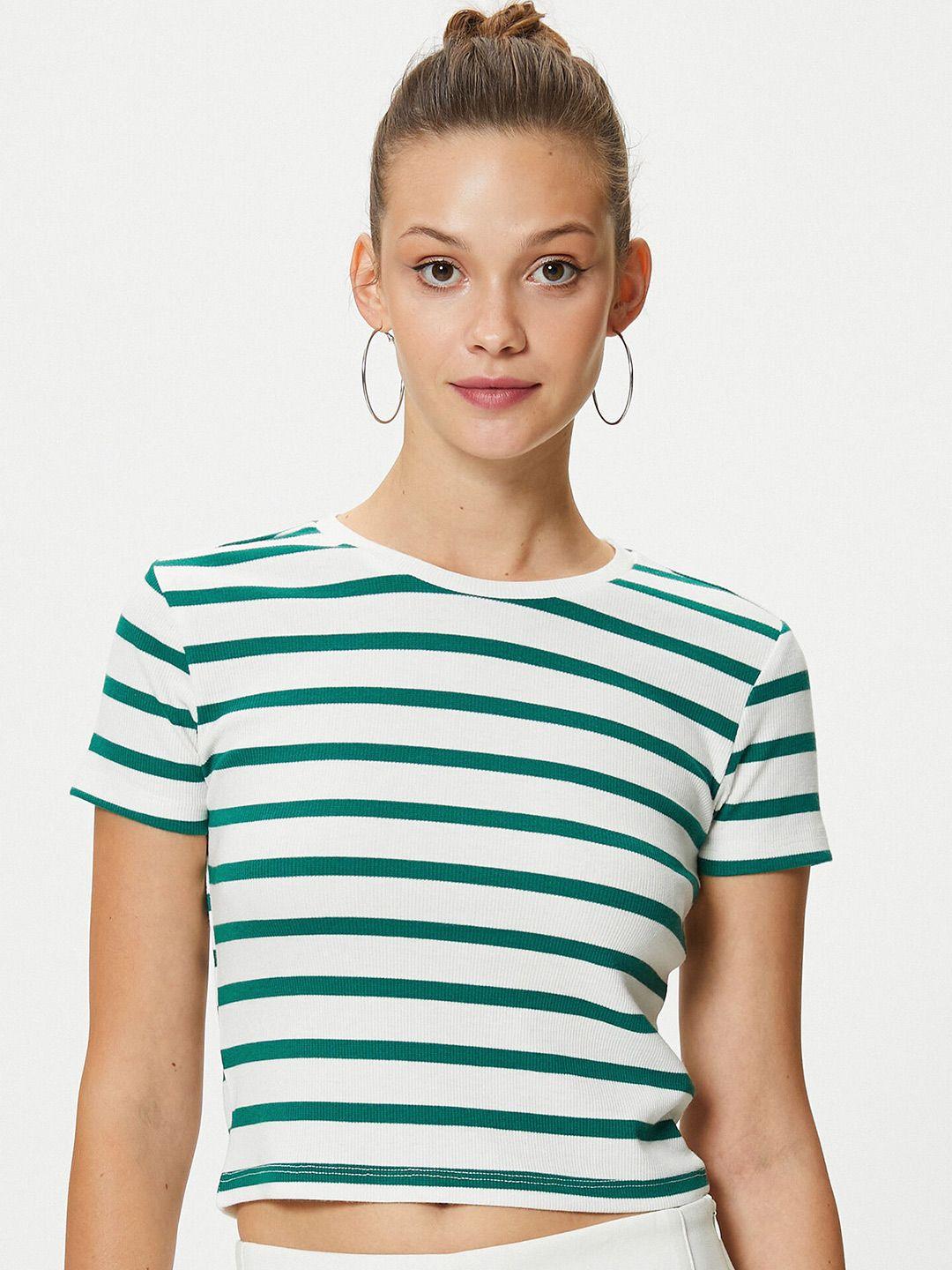 koton striped crop t-shirt