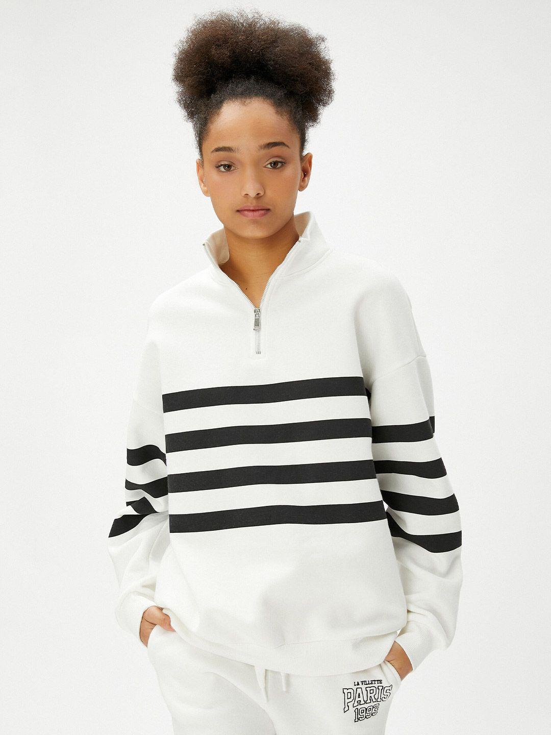 koton striped half zipper pullover