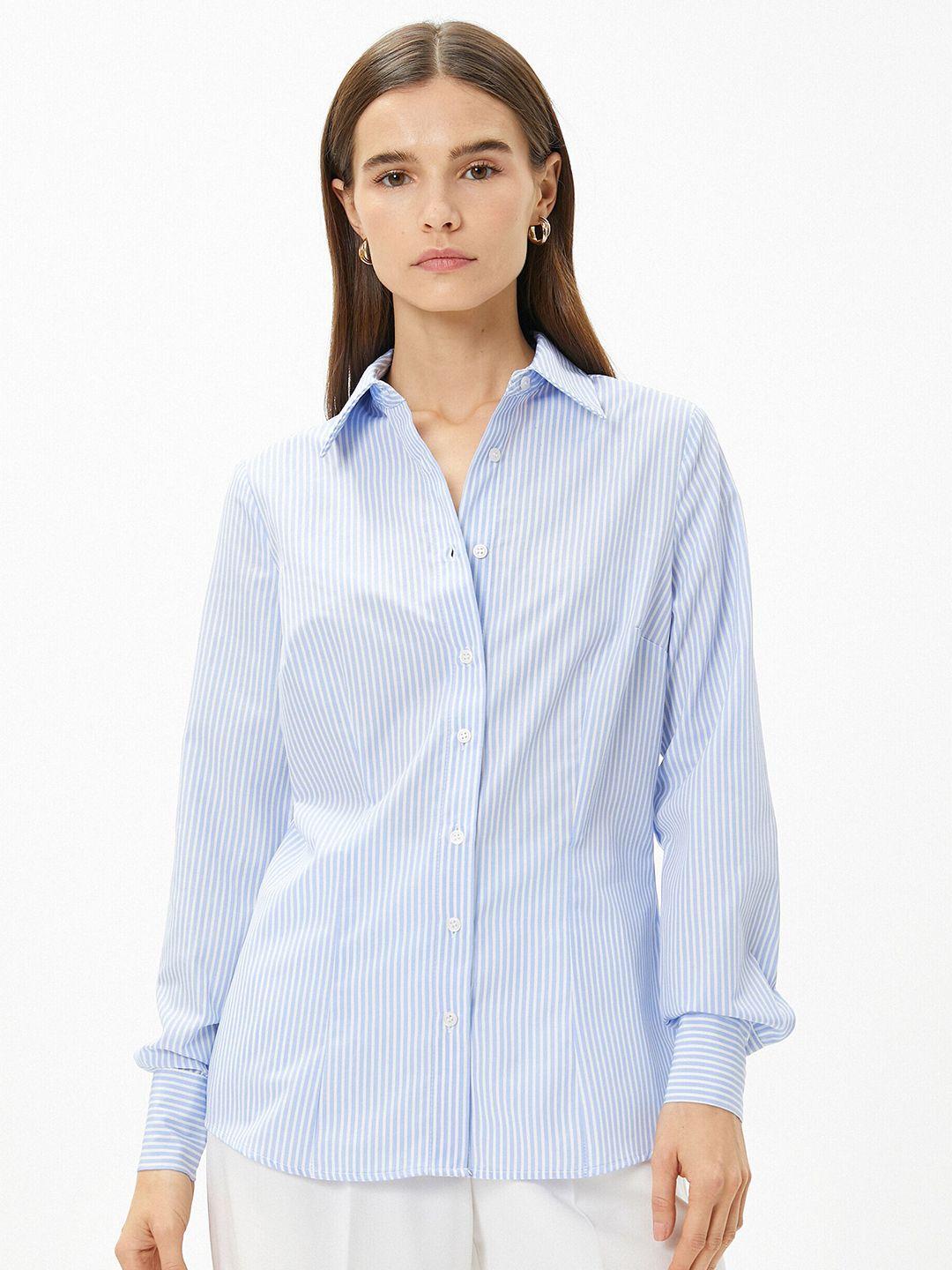 koton striped regular fit opaque casual shirt